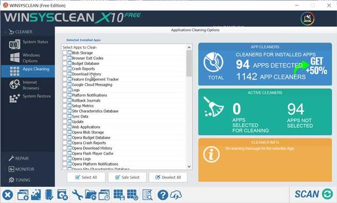 WinSysClean X10 Apps Cleaning