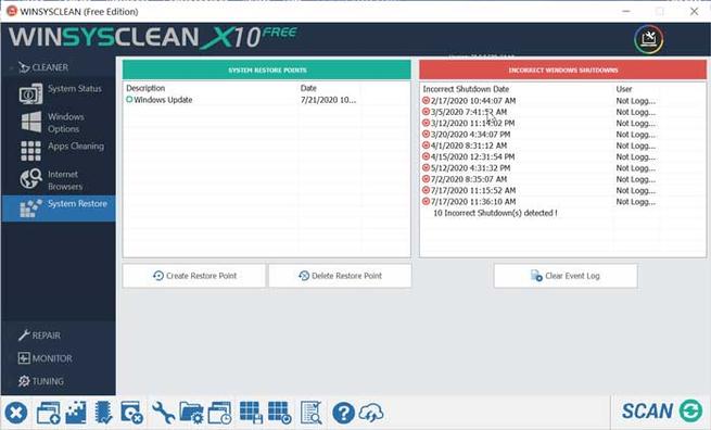 WinSysClean X10 System Restore