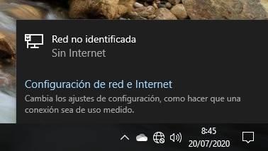 Windows 10 - Mensaje sin Internet