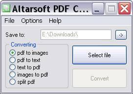 Altarsoft PDF Converter Interfaz