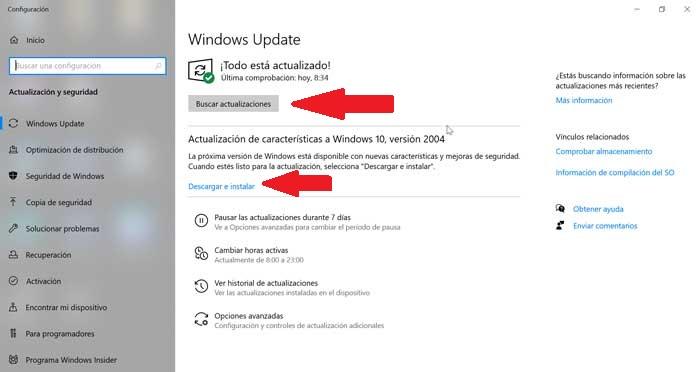 Buscar actualizaciones en Windows 10