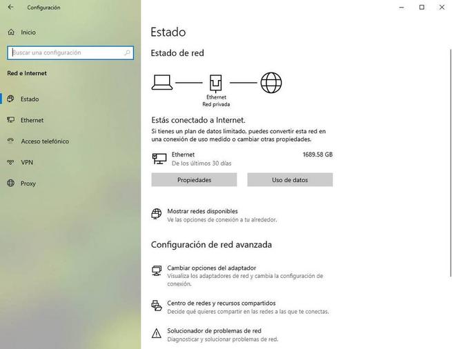Comprobar configuración de Internet в Windows 10 - 1