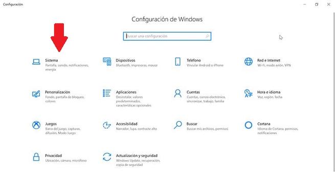 Configuración de Windows Sistema