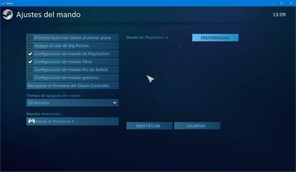 Configuraciones del mando de PC en Steam