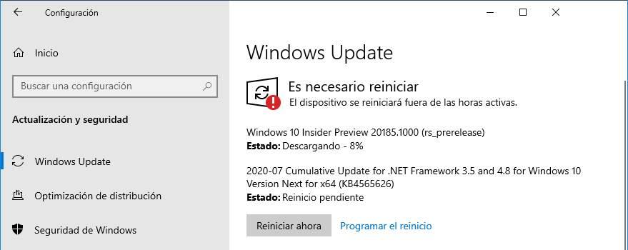 Instalar Windows 10 21H1 build 20185
