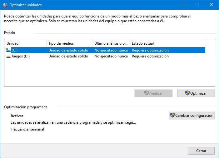 Limpiar PC con sensor almacenamiento Windows 10 - Optimizar unidades