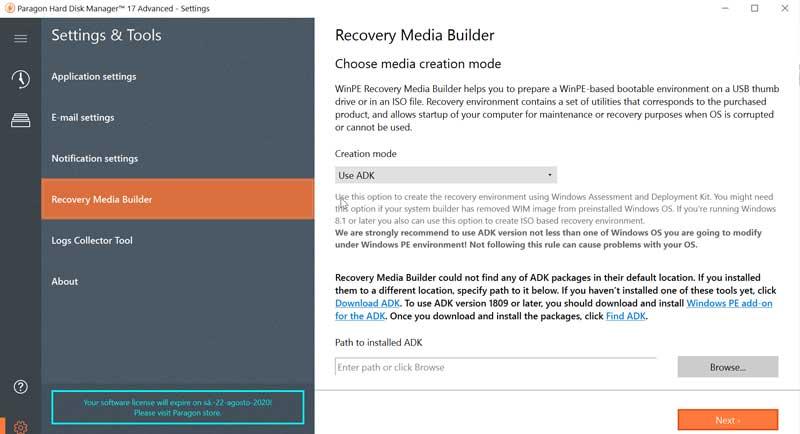 Paragon Hard Disk Manager Recovery Media Builder