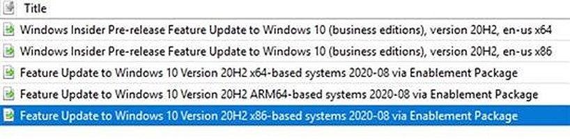 WSUS Windows 10 20H2