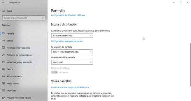 Windows, Pantalla, Escala y Distribución