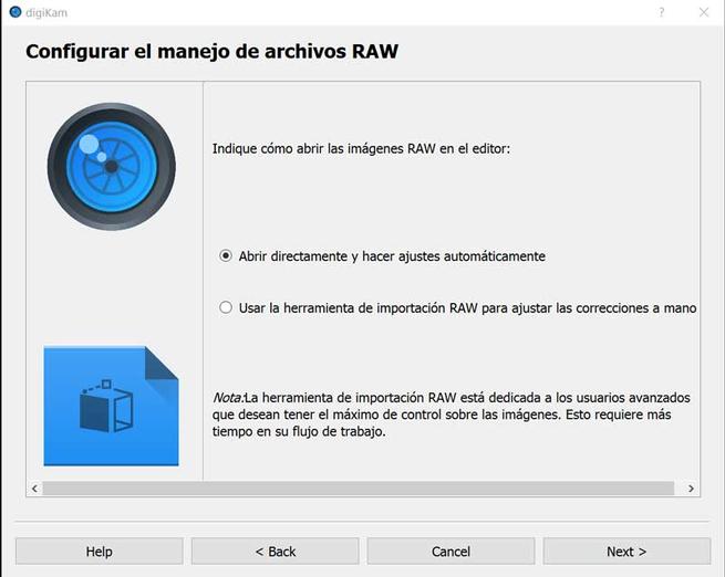 digiKam configurar manejo de archivos RAW