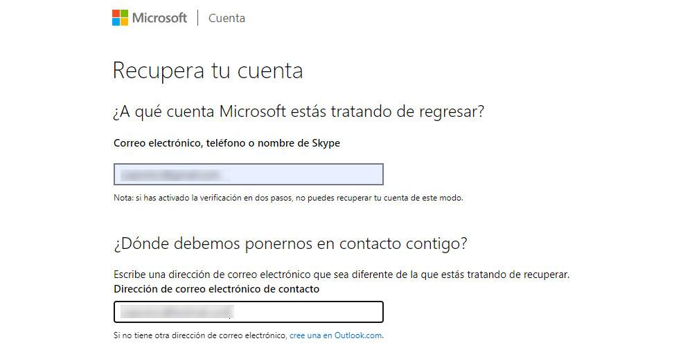 Recuperar cuenta Microsoft Windows