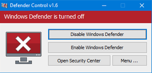 Defender Control - Windows Defender apagado
