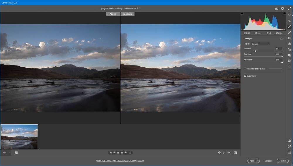 Photoshop Camera Raw - Comparar retoques