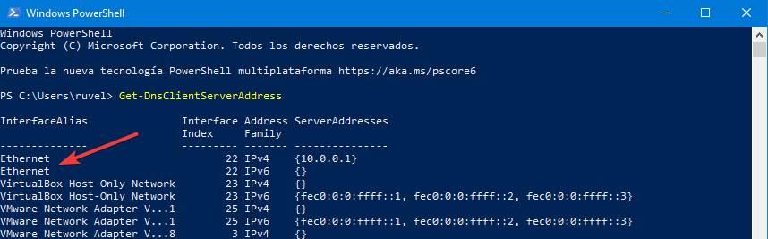 PowerShell nombres interfaces