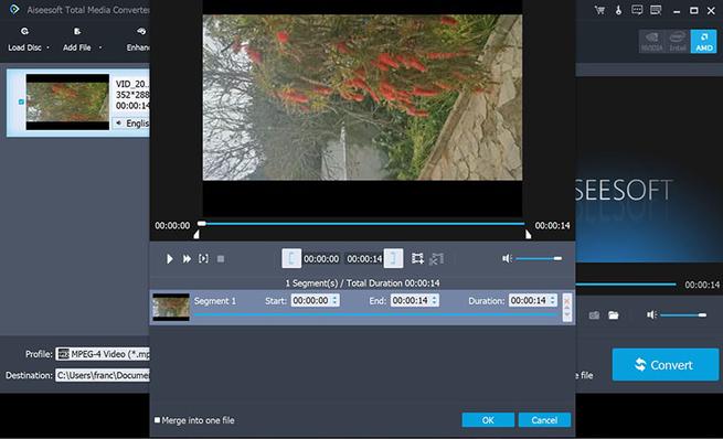 Aiseesoft Total Media Converter cortar vídeo