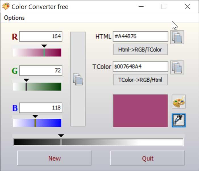 Color Converter aplicând valori