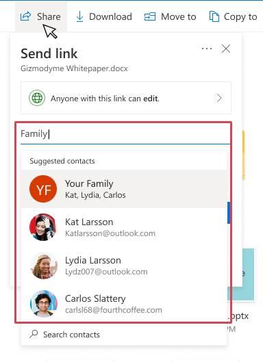 Compartir con familia en OneDrive