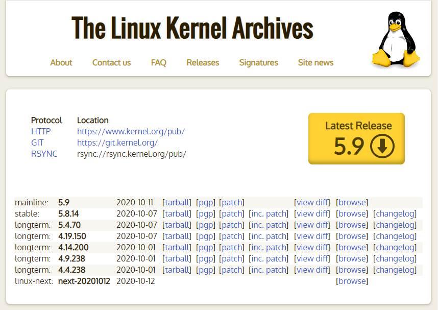 Descargar Kernel Linux 5.9