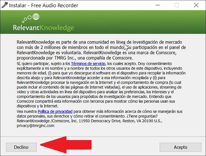 Free Audio Recorder declino estudio mercado