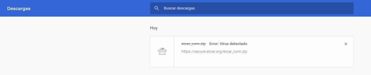Eicar Virus test Chrome