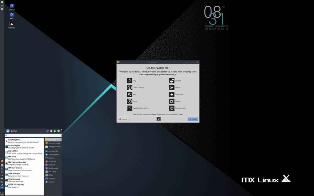 Escritorio MX Linux 19.3