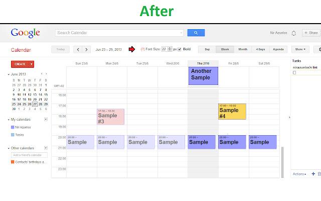 Google Calendar with readable fonts