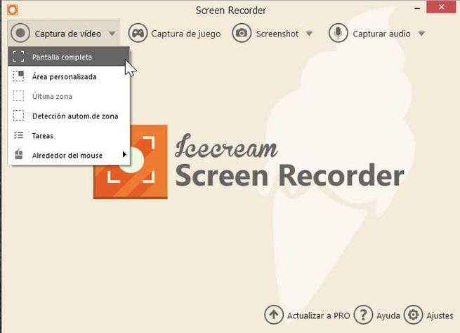 Icecream Screen Recorder, captura de vídeo