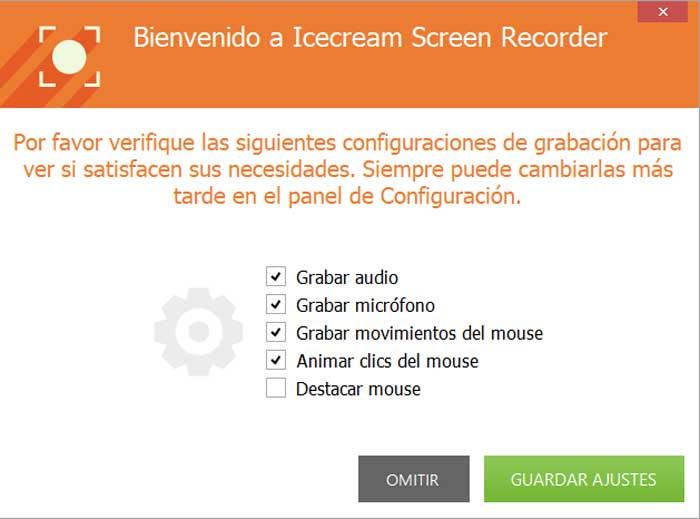 Icecream Screen Recorder, конфигурация