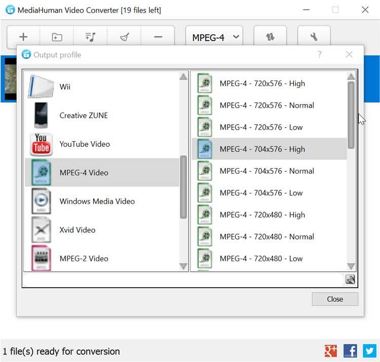 MediaHuman Video Converter seleccionar formato