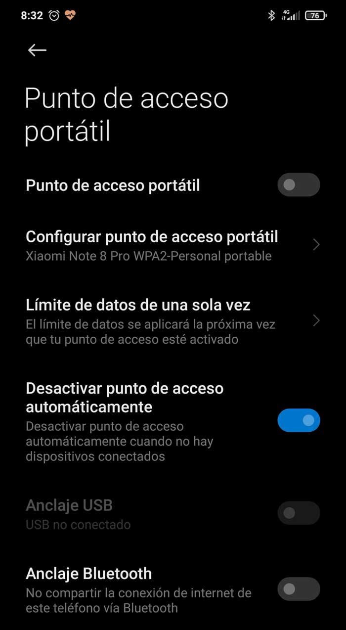 Punto acceso Android