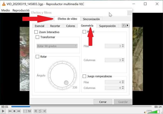 VLC Efectos de vídeo