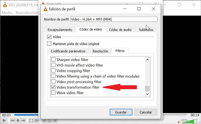 VLC Video transformation Filter