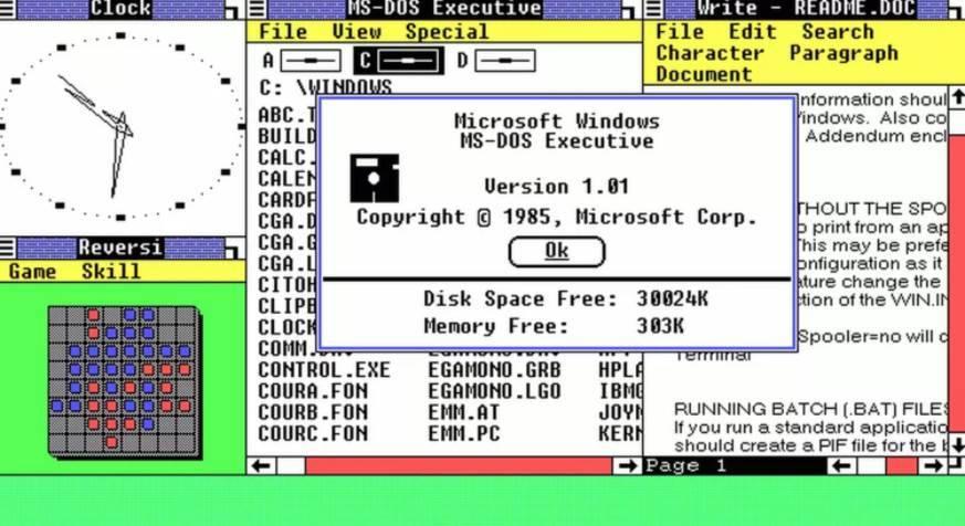 Windows 1.0 interfaz