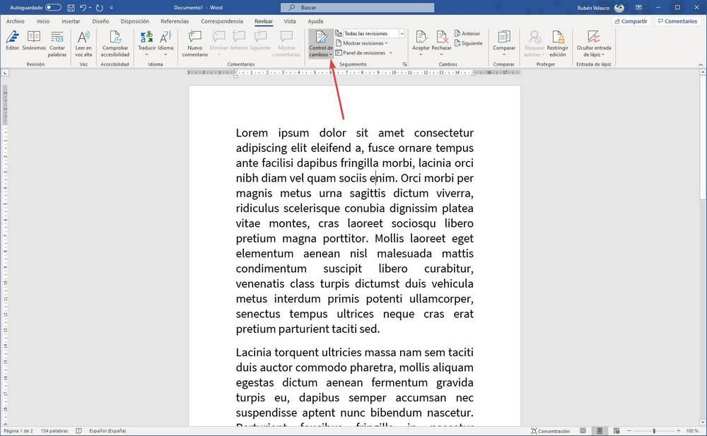 Word - Control de cambios en documento 1