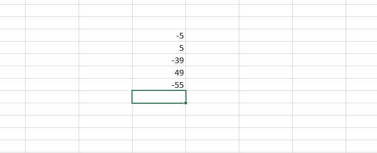 negativos в Excel