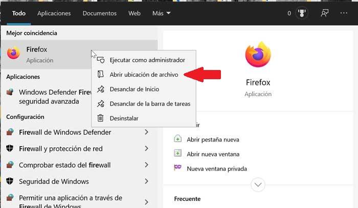 Firefox Abrir ubicación de archivo