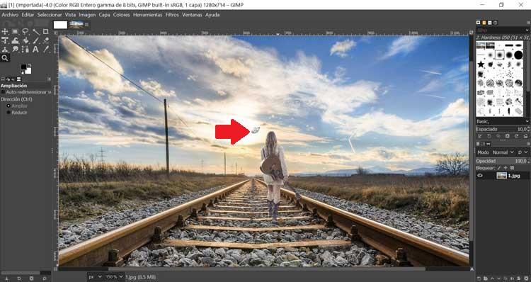 GIMP seleccionar objeto a eliminar de la imagen