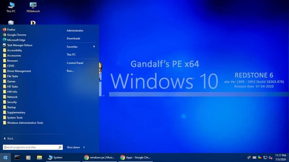 Windows 10PE de la Gandalf - Inicio
