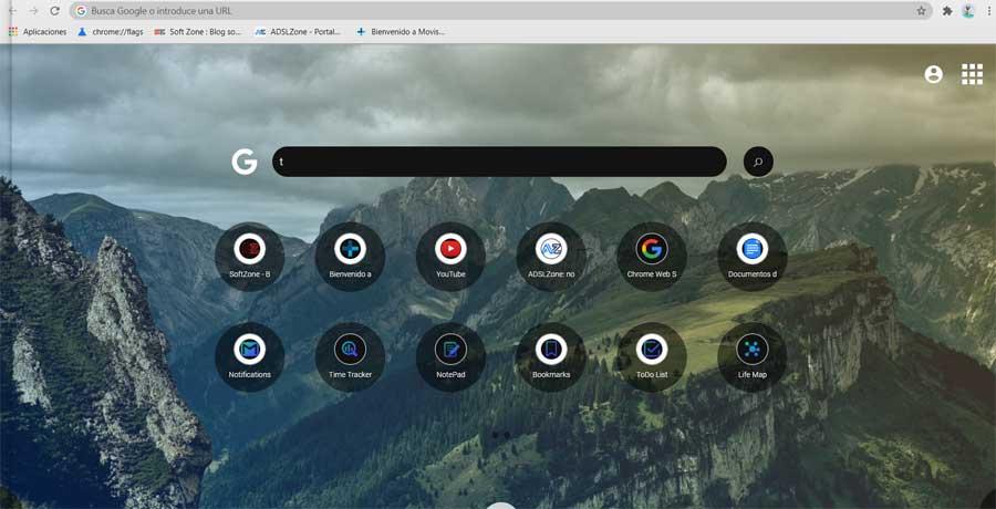 Interfaz BrowseBetter New Tab