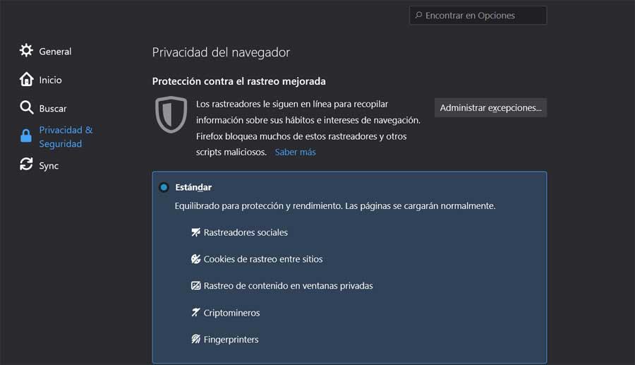 Privacidad Firefox
