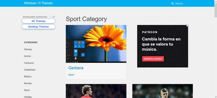 Web themepack categoría Sport