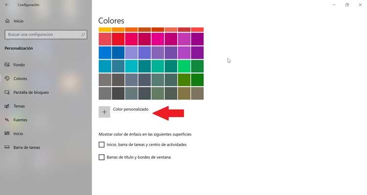 Windows 10, color personalizado