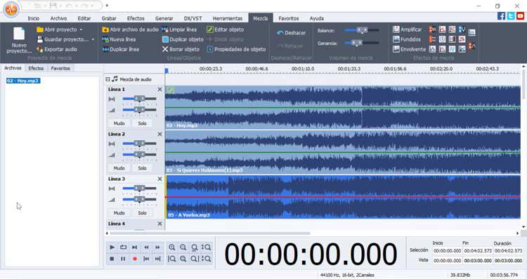 AVS Audio Editor mezcla de audio