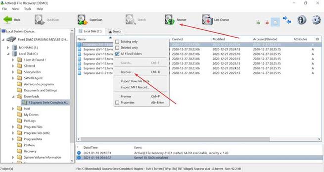 Active File Recovery Récupération de fichiers d'archives