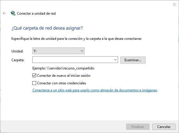 Conectar unidad red Windows 10 - Asistente conectar