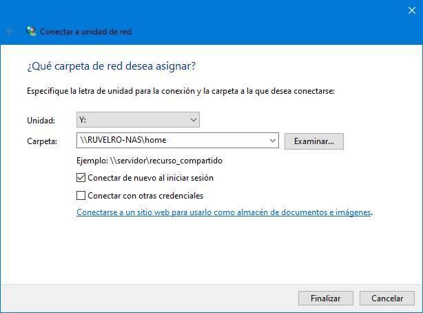 Conectar unidad red Windows 10 - Completar asistente