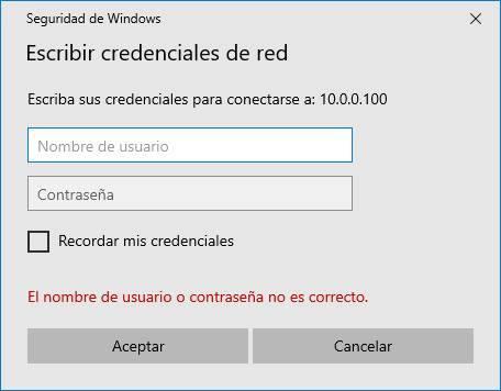 Conectar unidad red Windows 10 - credenciales