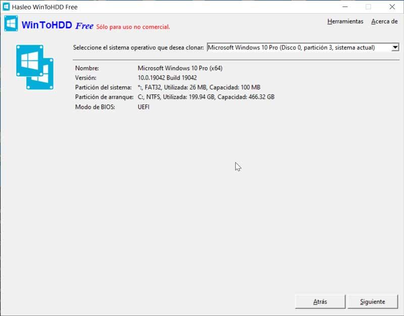 WinToHDD clonar sistema operativo