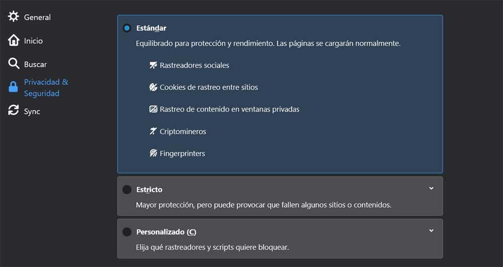 privacidad Firefox