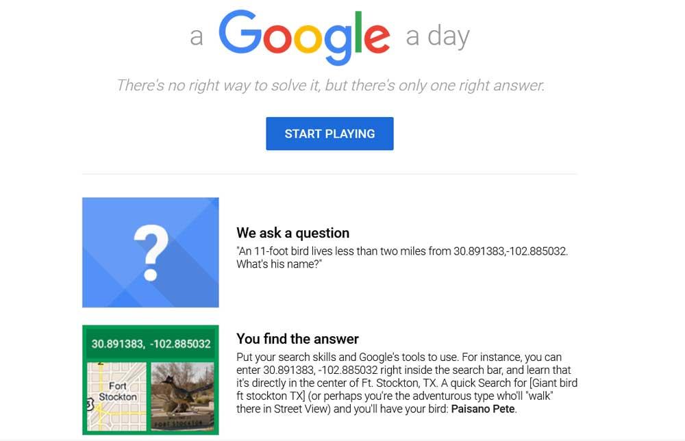 A Google a Day minijuegos ocultos de Google